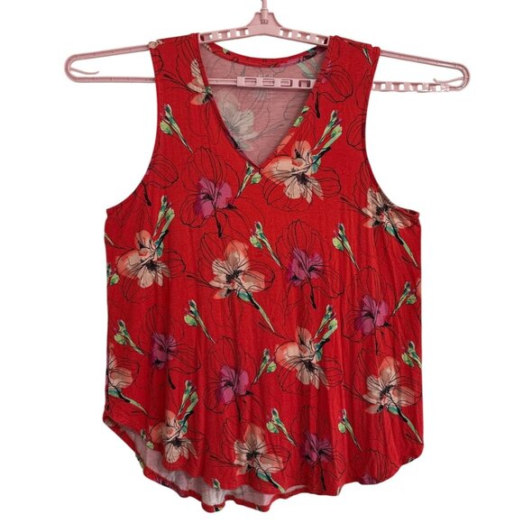 Apt. 9 Tops - Apt. 9 Essentials Womens Red Tropical Floral Sleeveless V-Neck Tank Top XXL